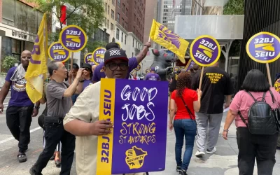 Union members rally after new landlord fires workers, cuts wages at Midtown office building